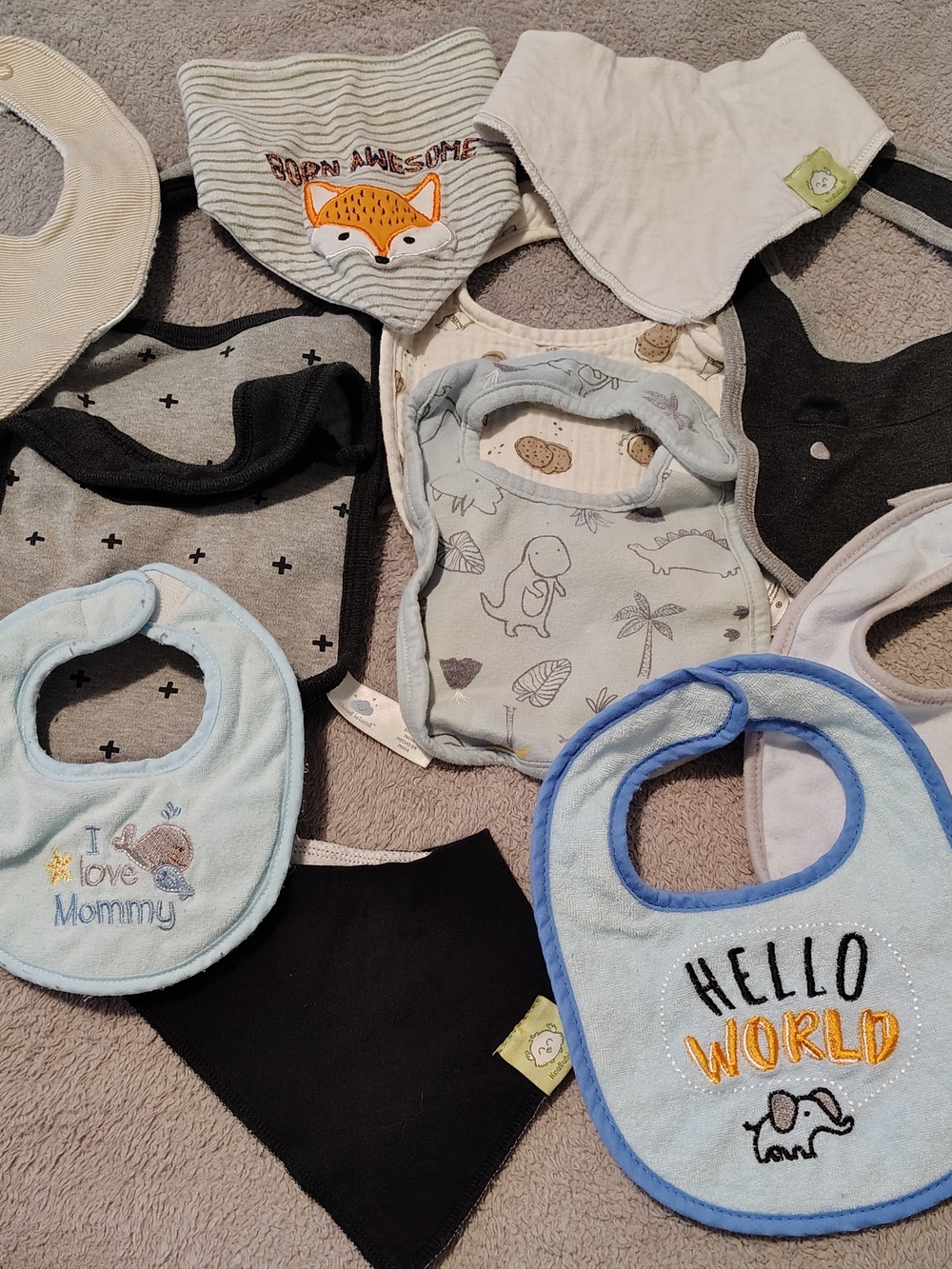 Baby Blue "Hello World" Bib - Unbranded